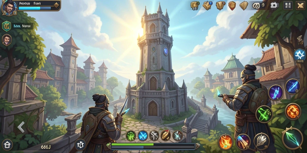 Gameplay menegangkan dengan strategi menara yang cerdas di 666J.