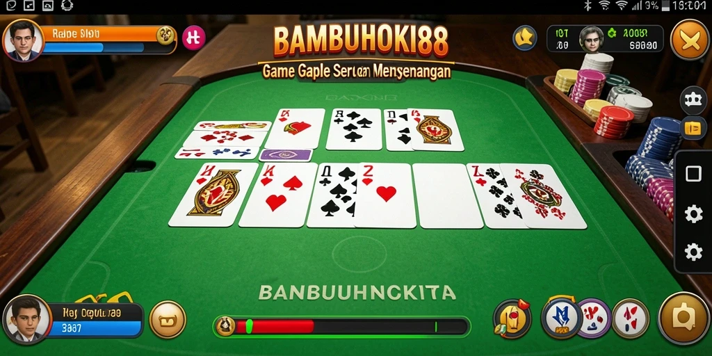 Tampilan gameplay seru dalam permainan Gaple BAMBUHOKI88.