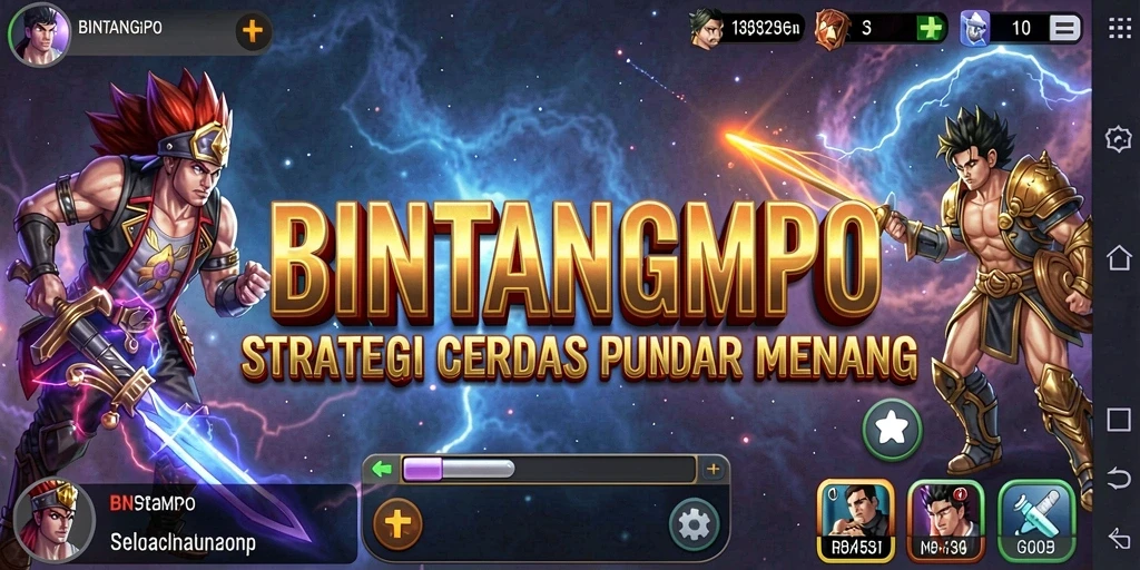 Tampilan gameplay BINTANGMPO dengan strategi intens dan karakter menarik.
