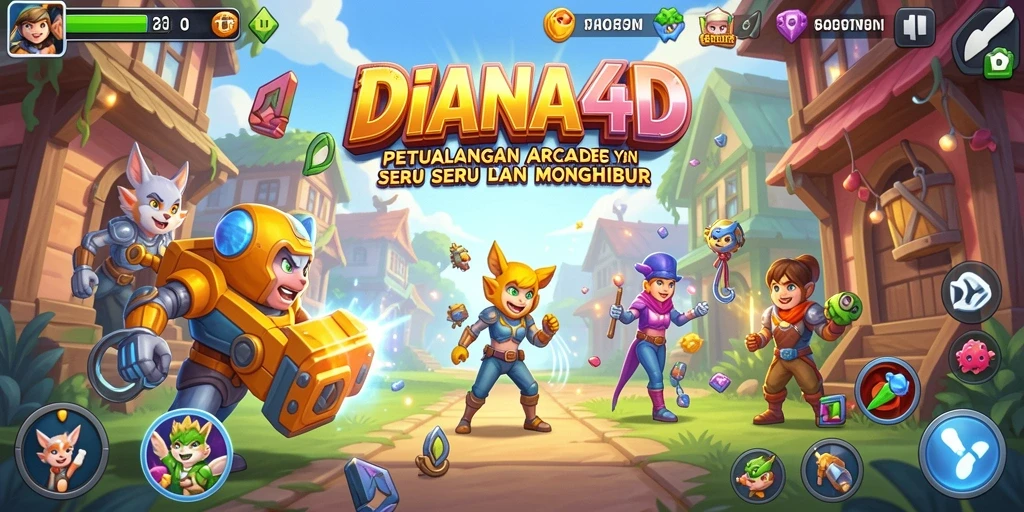 Screenshot gameplay DIANA4D menampilkan tantangan seru dalam permainan Arcade.