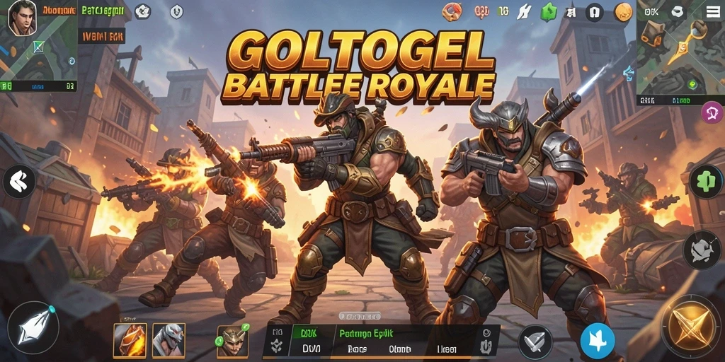 Tampilan gameplay seru dalam GOLTOGEL saat bertanding di arena Battle Royale.