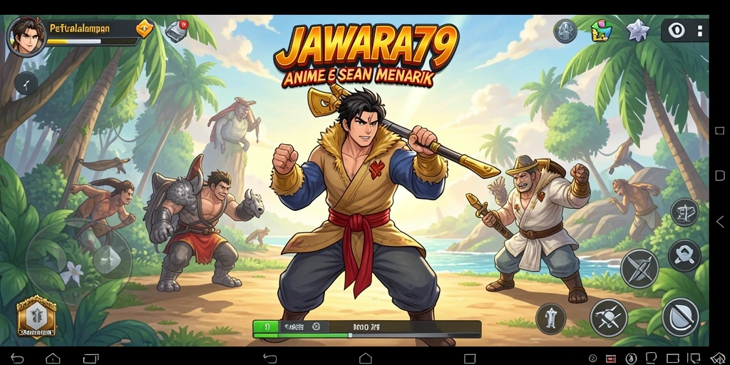 Screenshot JAWARA79 menampilkan pertarungan karakter Anime yang seru.