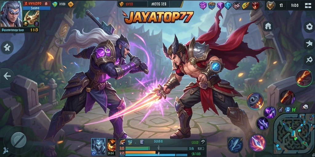 Tampilan aksi menarik dalam gameplay JAYATOP77 MOBA.