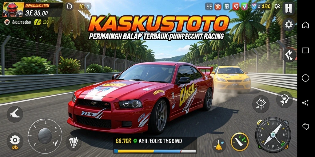 Screenshot gameplay KASKUSTOTO menampilkan aksi balap yang mendebarkan.