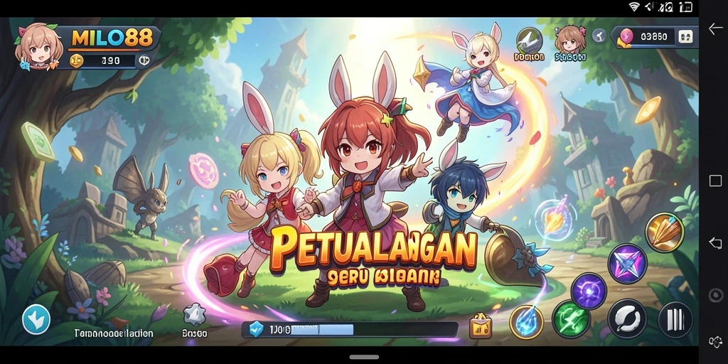 Tampilan gameplay seru dari MILO88 dengan karakter anime.