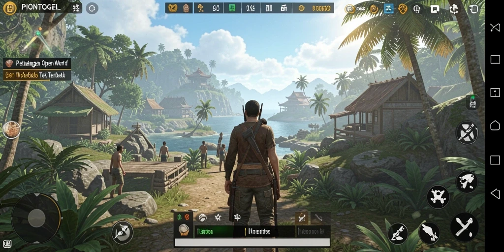 Screenshot gameplay PIONTOGEL dengan pemandangan menakjubkan dari Open World.