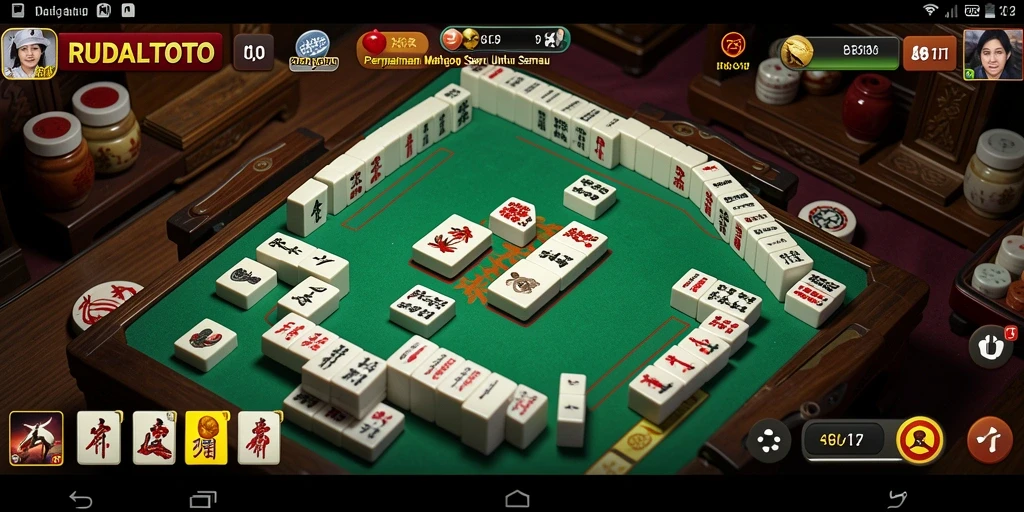 Tangkapan layar RUDALTOTO menampilkan aksi permainan Mahjong yang seru.