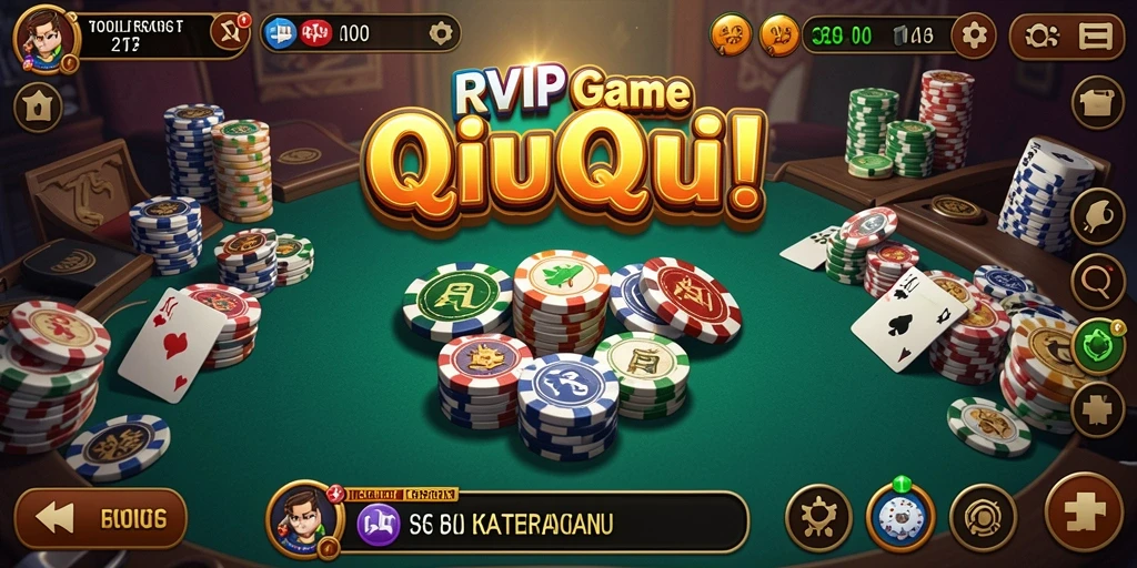 Screenshot menunjukkan aksi seru dalam bermain QiuQiu di RVIP.