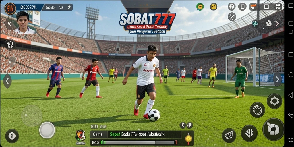 Tangkapan layar SOBAT777 menampilkan aksi seru di lapangan sepak bola.