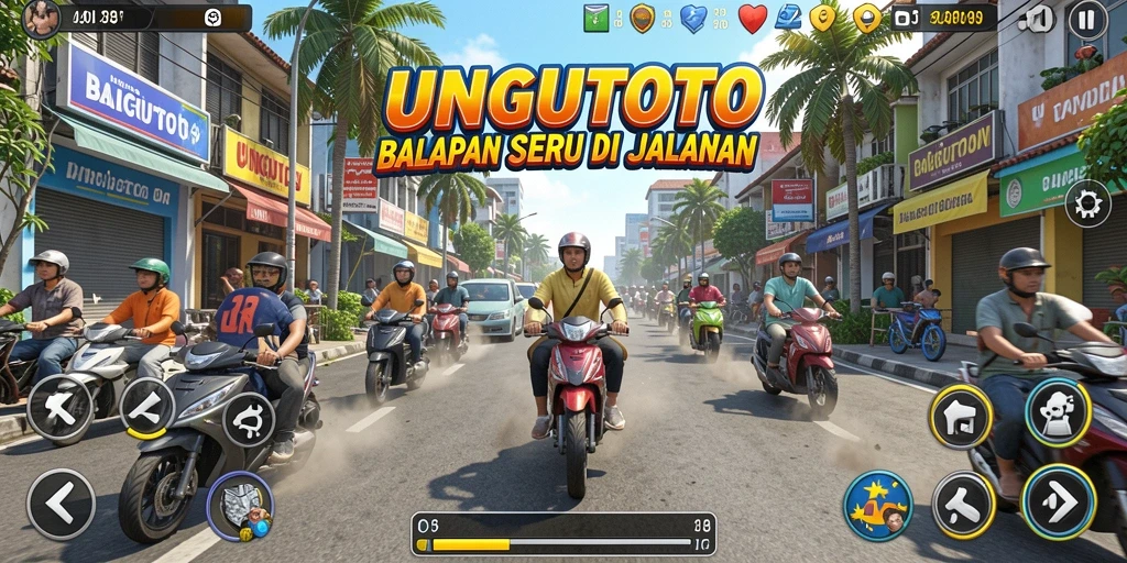 Gameplay seru UNGUTOTO dalam balapan yang menantang.