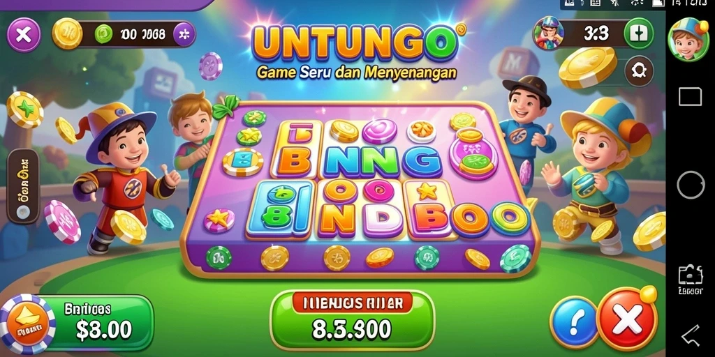 Screenshot utama UNTUNGGO menampilkan gameplay Bingo yang seru.